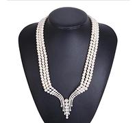 SDGBCXD, Collane con catene di perle a 3 strati con montatura in micro pavé di cristalli alla moda,Collane(774b)