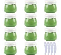 SDGBCXD, Confezione da 12, vasetti vuoti for cosmetici in plastica rosa da 10 ml, contenitori for balsamo for le labbra, lozioni, contenitori for crema for il viso, bottiglia da viaggio + 4 spatole. ，
