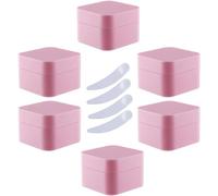 SDGBCXD, Confezione da 6 vasetti quadrati for crema in plastica blu da 30 ml, vasetti cosmetici con contenitori interni for balsamo for labbra, lozione ,Barattoli per cosmetici(Roze,10ml)