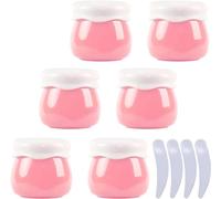 SDGBCXD, Confezione da 6, vasetti vuoti for cosmetici in plastica rosa da 10 ml, contenitori for balsamo for le labbra, lozioni, contenitori for crema for il viso, bottiglia da viaggio + 4 spatole. ,B