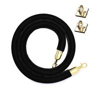 SDGBCXD Corda per Transenne, for la Guida al Controllo della Folla, Cavo VIP Resistente for Appendere con 2 Kit di Ganci a Parete(Black,5ft/155cm)