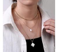 SDGBCXD, Delicata collana girocollo con fiocco e fiore di perle, lunga catena con ciondolo a forma di cuore di perle e moneta d'oro,Collane(Zlnl1463)