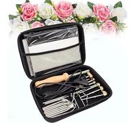 SDGBCXD Macchina da Stiro, Kit Elettrico for la creazione di Fiori in Tessuto con 17 Teste, Temperatura Regolabile, Stiratura Fai da Te Foglie Floreali