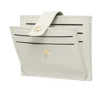 SDGBCXD Portafoglio di perle, Porta carte minimalista in pelle PU for donne e uomini - 5 scomparti for carte e 1 tasca con finestra for documenti, rosso(Light Gray)