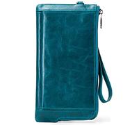 SDGBCXD portafoglio, Portafoglio con 9 porta carte, finestra for documenti e tasca portamonete Portafogli in pelle da uomo, portafogli lunghi(Blu)