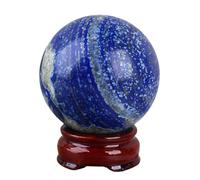SDGBCXD Sfera di Cristallo, Sfera di Cristallo Quarzo Blu con Supporto, Sfera Decorativa in Pietra preziosa lapislazzuli Naturale, 60~65 mm(70~75mm)