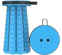 SDGBCXD Sgabello da campeggio, Sgabello pieghevole portatile retrattile regolabile Sgabello telescopico in plastica portatile Altezza retrattile(Blue)