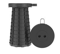 SDGBCXD Sgabello da campeggio, Sgabello pieghevole portatile retrattile regolabile Sgabello telescopico in plastica portatile Altezza retrattile(Black)