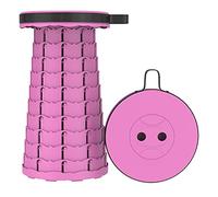 SDGBCXD Sgabello da campeggio, Sgabello pieghevole portatile retrattile regolabile Sgabello telescopico in plastica portatile Altezza retrattile(Rose Red)
