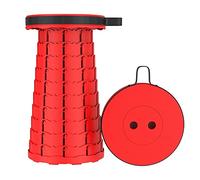 SDGBCXD Sgabello da campeggio, Sgabello pieghevole portatile retrattile regolabile Sgabello telescopico in plastica portatile Altezza retrattile(Red)