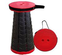 SDGBCXD Sgabello da campeggio, Sgabello pieghevole portatile retrattile, sgabello telescopico regolabile, sgabello telescopico portatile robusto e retrattile(Red)