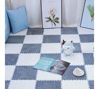 SDGBCXD Tappetino Puzzle, Piastrelle for Moquette ad Incastro in Peluche 10 tappetini in Schiuma di, Puzzle Quadrati, Antiscivolo, Facili da Pulire, tagliabili(Light Gray+White)