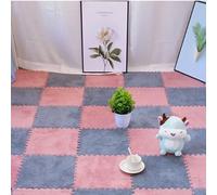 SDGBCXD Tappetino Puzzle, Piastrelle for Moquette ad Incastro in Peluche 10 tappetini in Schiuma di, Puzzle Quadrati, Antiscivolo, Facili da Pulire, tagliabili(Light Gray+Watermelon Red)