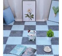 SDGBCXD Tappetino Puzzle, Piastrelle for Moquette ad Incastro in Peluche 10 tappetini in Schiuma di, Puzzle Quadrati, Antiscivolo, Facili da Pulire, tagliabili(Light Gray+Light Blue)