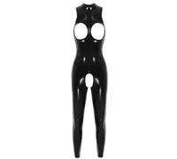 SDGHH-8MMDM Body in Pelle Donna Sexy Seno Nudo Tuta Sexy Ecopelle Lingerie Latex Sexy Donna Hot per Sesso Wetlook Catsuit Monokini Cavallo Aperto,Nero,3XL