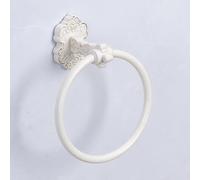 SDH Anello portasciugamani da bagno in stile vintage, bianco e oro, montaggio a parete, per cucina e bagno, confezione da 1 anello in alluminio resistente