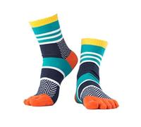 SDIUAKBV Calze Con Dita 2 paia di calzini corti in cotone a cinque dita con strisce colore brillante, alla moda for giovani, casual, divertenti e punta Per gli uomini(Orange)