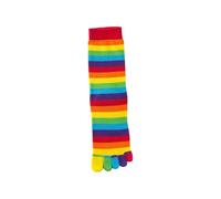 SDIUAKBV Calze Con Dita 2 paia di calzini da donna a righe arcobaleno a cinque dita con punta divisa in cotone a tubo centrale linee colorate calze sportive semplici e divertenti Per gli uomini(Long)