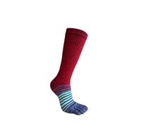 SDIUAKBV Calze con Dita 3 Paia di Calzini da Uomo Lunghi di Grandi Dimensioni in Cotone A Strisce Colorate A Compressione Sport Fitness Happy Funny 5 Calzini al Polpaccio EU42-46(Red)