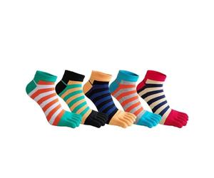 SDIUAKBV Calze con Dita 5 Paia di Calzini da Uomo con Punta alla Caviglia in Cotone A Righe di Colore Brillante Traspirante da Barca Calzini A Cinque Dita Ragazzo 4 Stagioni(Color Mix)