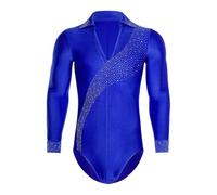SDIUAKBV Camicia da Ballo Latino Body da ballo latino uomo Camicie Salsa Tango Tuta con strass lucidi Chacha Ballo Per la danza(Deep Blue B,S)