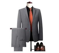 SDIUAKBV Completo Matrimonio Uomo Abito da Uomo Modello Elasticizzato a Quattro Lati, Giacca Formale + Pantaloni, Abito in 2 Pezzi per Il Matrimonio(Grey,S 50-55kg)