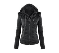 SDIUAKBV Giacca di Pelle Donna Faux Leather Jacket Women Basic Coat Female Winter Motorcycle Per uscire(Black,XS)