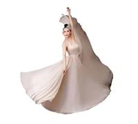 SDIUAKBV Gonna Dance Big Swing Gonna Lunga da Donna for Danza del Ventre, in Chiffon, for Balletto, con Grande Swing, Gonna Ballo a 720 Gradi(Beige 720 Degree,90cm)