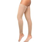 SDIUAKBV Manicotti Compressivi per le Gambe 1 paio di calze a compressione senza piede fino alla coscia for donne e uomini, supporto graduato 20-30 mmHg Per lo sport(Beige,XXL)