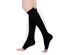SDIUAKBV Manicotti Compressivi per le Gambe 1 paio di calze supporto for coscia a compressione da donna, 20-30 mmHg, con fascia in silicone Per lo sport(Type2-Black-2,XXL)