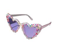SDIUAKBV Occhiali a Cuore Occhiali da sole a forma di cuore con perle e spruzza decorazioni multicolori Per l'estate(Purple)