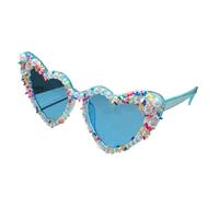 SDIUAKBV Occhiali a Cuore Occhiali da sole a forma di cuore con perle e spruzza decorazioni multicolori Per l'estate(Blue)