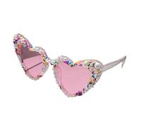SDIUAKBV Occhiali a Cuore Occhiali da sole a forma di cuore con perle e spruzza decorazioni multicolori Per l'estate(Pink)