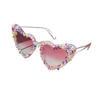 SDIUAKBV Occhiali a Cuore Occhiali da sole a forma di cuore con perle e spruzza decorazioni multicolori Per l'estate(Gradient pink)