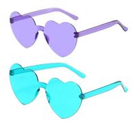 SDIUAKBV Occhiali a Cuore Occhiali da sole Love Frameless a forma di cuore abbaglianti Per l'estate(2PCS Purple Blue)