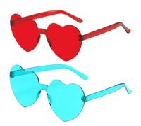 SDIUAKBV Occhiali a Cuore Occhiali da sole Love Frameless a forma di cuore abbaglianti Per l'estate(2PCS Red Blue)