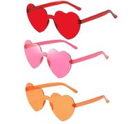 SDIUAKBV Occhiali a Cuore Occhiali da sole Love Frameless a forma di cuore abbaglianti Per l'estate(3PCSRedPinkOrange)