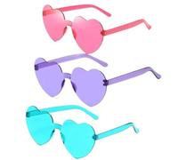 SDIUAKBV Occhiali a Cuore Occhiali da sole Love Frameless a forma di cuore abbaglianti Per l'estate(3PCSPinkPurpleBlue)