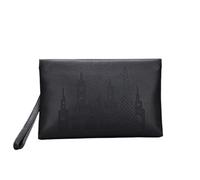 SDIUAKBV Pochette Uomo Pochette da uomo in pelle con ricami sofisticati for affari Per viaggiare(Black large)