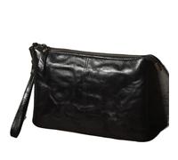 SDIUAKBV Pochette Uomo Pochette in pelle da uomo Borse for ascelle Borsa polso portatile semplice lavoro for soldi vintage Per viaggiare(Black)