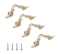 Sdjdhej Maniglie e pomelli vintage intagliati per cassetti, 4 pezzi, maniglie antiche per comò, mobili decorativi per ante del bagno, da foro a foro da 6,3 cm (oro)