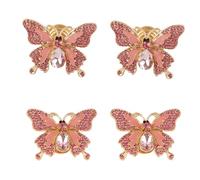 Sdjdhej Pomello a farfalla con strass rosa, 4 pezzi, in lega di zinco, maniglia decorativa per cassetti, foro singolo, adatto per armadio, armadio, cucina, maniglie per mobili da bagno