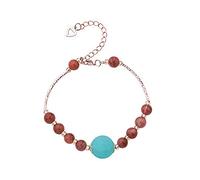 SDJJSAO braccialetto con perline di giada, Bracciale Feng Shui in cristallo naturale con agata rossa e acquamarina, catena intrecciata