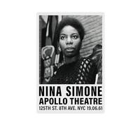 SDKAHKZO Stampa artistica da parete in bianco e nero di Nina Simone, decorazione artistica da parete in stile retrò, per casa, bar, ristorante, garage, caffetteria, idea regalo, 40 x 60 cm