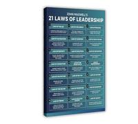 SDKAHKZO Stampa artistica da parete su tela, motivo: 21 Laws of Leadership, per casa, bar, ristorante, garage, caffetteria, idea regalo, 40 x 60 cm