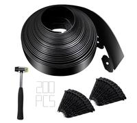 SDLDEER Bordo flessibile in plastica, lunghezza 20 m, altezza 10 cm, con 200 ancore, in plastica, per giardino e aiuole, colore: nero