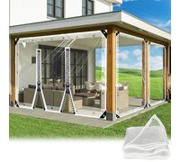SDLLG Telone Trasparente con Occhielli, 2,4 x 4,8 m, con Chiusura Lampo, 0,35 mm, Protezione per Piante, in PVC, Trasparente, Impermeabile, Telo Protettivo Multiuso