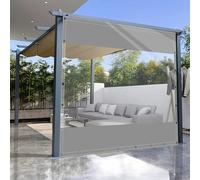 SDLLG Telone trasparente per gazebo da giardino con occhielli, in PVC, antivento, 0,5 mm, impermeabile, per esterni, garage, terrazze, giardino, balcone, 3 x 5,4 m (A x L), grigio