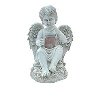 Sdlnklm Angelo Decorazione Statua Resina Ornamentale Luci LED Solari Funzione Religiosa Commemorativa Adatta per Bambini Regali E Decorazione Giardino, Ragazzo