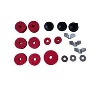 Sdlnklm Cymbal Protection Pad Set Accessori Batteria Rondelle Feltrini Distanziatori Boccole Funzione Antigraffio Montaggio Sicuro Materiali Feltro Plastica, 18 Pezzi Feltro Rosso + Supporti Neri